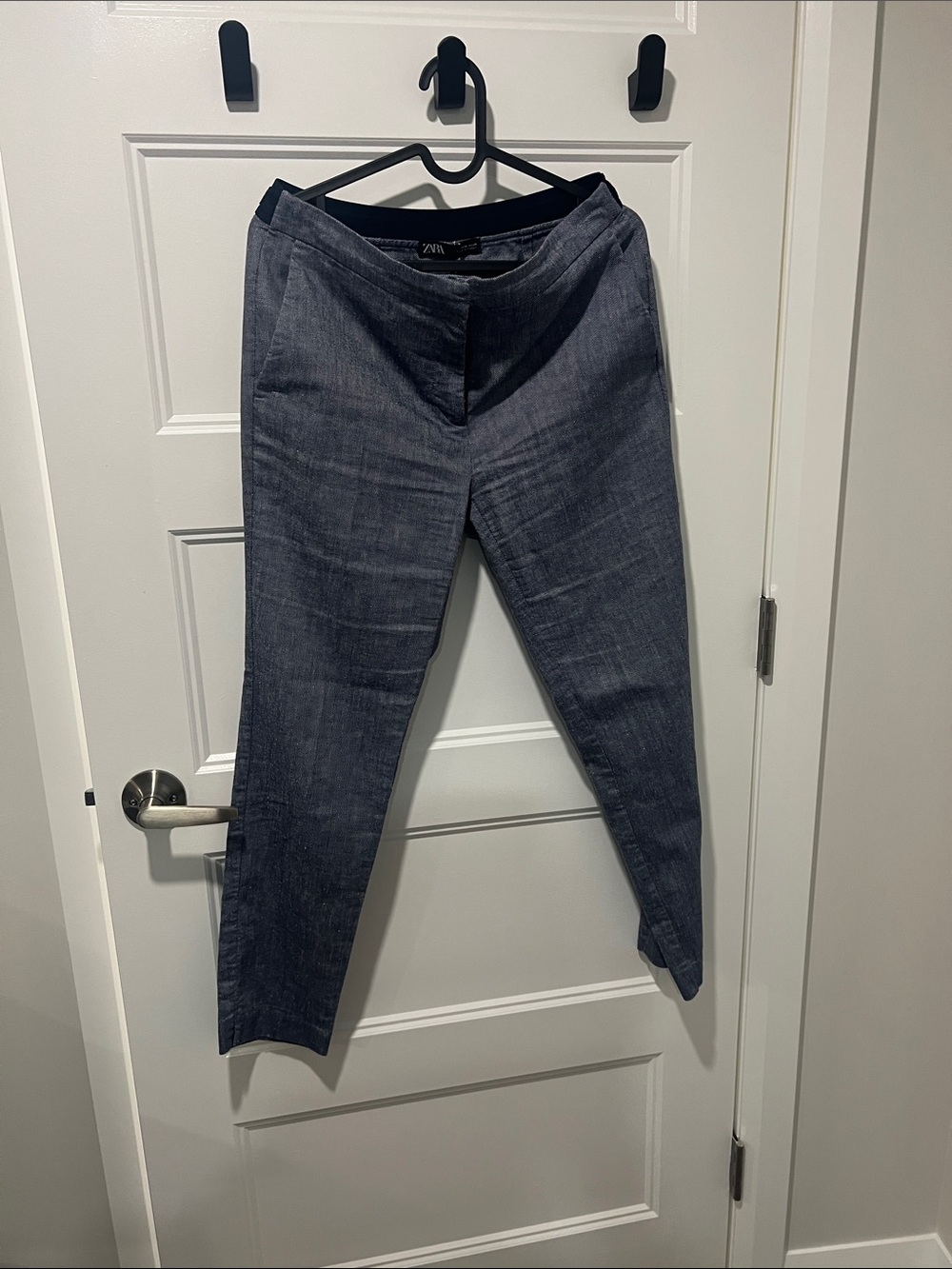 Women's Dark Blue Slim linen pants
